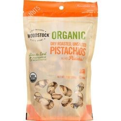 Woodstock Nuts Organic Pistachios Dry Roasted Unsalted 7 oz case of 8