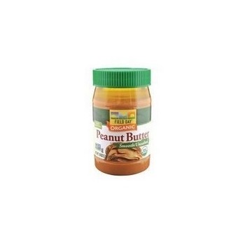 Field Day Organic Easy Spread Peanut Butter, Smooth, No Salt (12x18Oz)